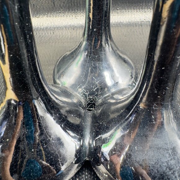 Van Briggle Art Pottery Triple Bud Vase Attached Signed Black Crackled Glaze VTG - Picture 8 of 11